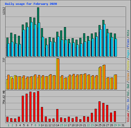 Daily usage for February 2020