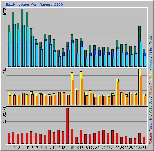 Daily usage for August 2020