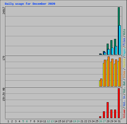 Daily usage for December 2020