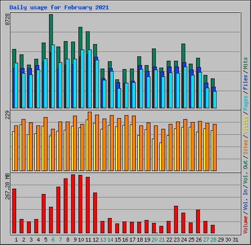 Daily usage for February 2021