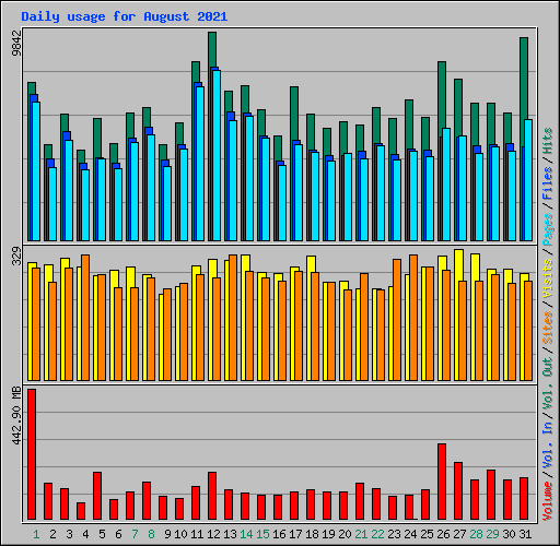 Daily usage for August 2021