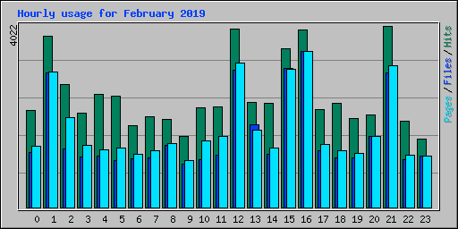 Hourly usage for February 2019