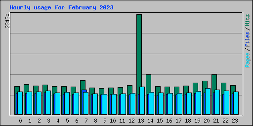 Hourly usage for February 2023